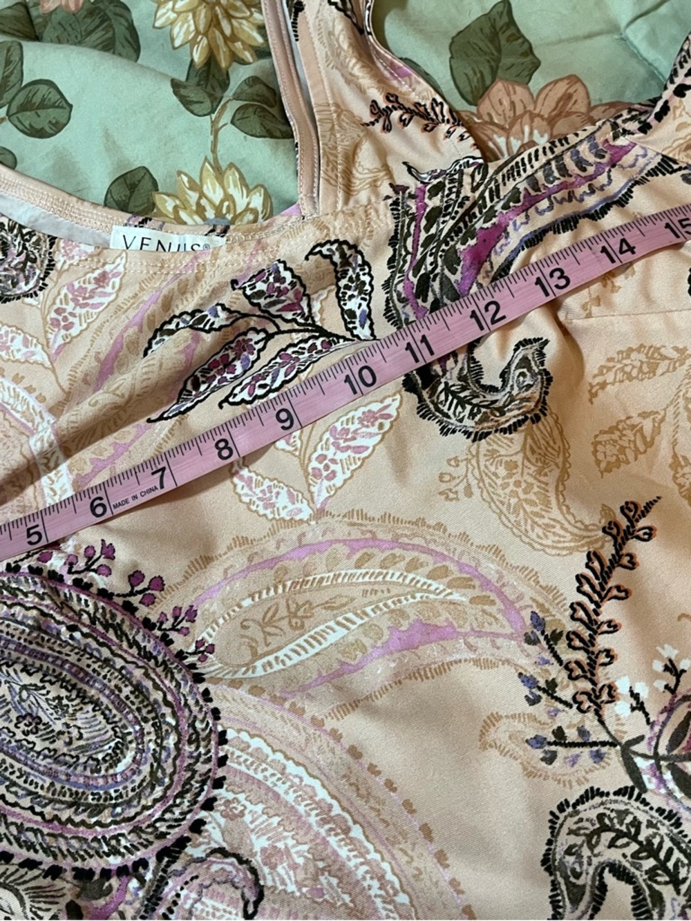VENUS Pink Paisley One-Shoulder Bell Sleeve Top Size M - Picture 10 of 12